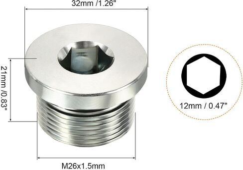 PATIKIL M10 * 1.25 قابس تركيب الأنابيب ذات الرأس السداسي الداخلي، 2 حزمة خيط ذكر 45 # قابس مقبس فولاذي مع حلقة لإحكام الإغلاق لنهايات الأنابيب النهائية in Saudi Arabia