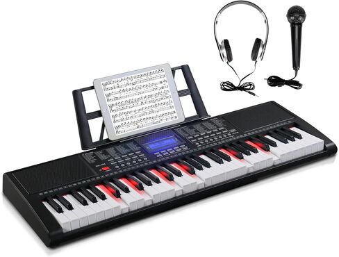 GLARRY 61-Key Portable Electronic Piano Keyboard for Beginner w/Lighted Keys, LCD Screen, Microphone, Headphones, 3 Teaching Modes, Built-In Speakers in Saudi Arabia