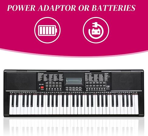 GLARRY 61-Key Portable Electronic Piano Keyboard for Beginner w/Lighted Keys, LCD Screen, Microphone, Headphones, 3 Teaching Modes, Built-In Speakers in Saudi Arabia