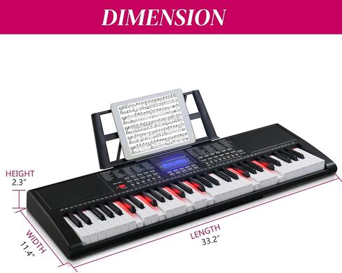 GLARRY 61-Key Portable Electronic Piano Keyboard for Beginner w/Lighted Keys, LCD Screen, Microphone, Headphones, 3 Teaching Modes, Built-In Speakers in Saudi Arabia