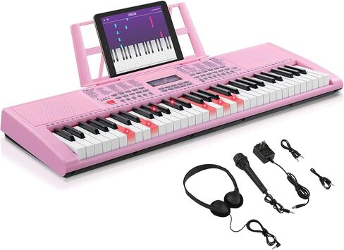 GLARRY 61-Key Portable Electronic Piano Keyboard for Beginner w/Lighted Keys, LCD Screen, Microphone, Headphones, 3 Teaching Modes, Built-In Speakers in Saudi Arabia