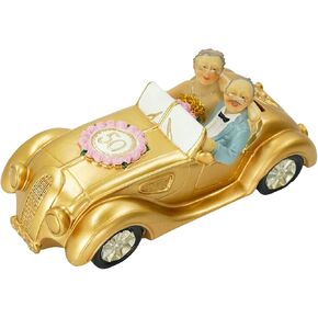 Luwint 50th Anniversary Couple Figurines - Happy 50 Marriage Anniversary Cake Topper for Golden Wedding Anniversary, Romantic Gifts for Old Age Couple, Parents, Grandparents