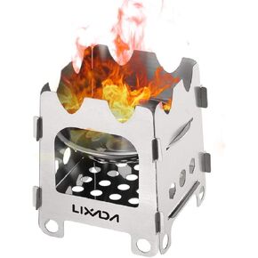 Lixada Camping Wood Stove Folding Lightweight Stainless Steel Wood Burning Stove Portable Backpacking Alcohol Stove for Outdoor Camping Hiking Picnic BBQ Picnic Hunting