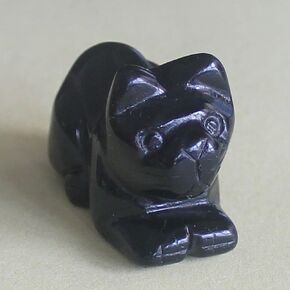 1.6'' Hand Carved Mixed Gemstone Crystal cat Figurine Animal Carving (Blue Goldstone)
