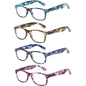 AQWANO Stylish Designer Reading Glasses Blue Light Blocking- Quality Computer Fashion Designer Round Readers for Women,2 Pack 2.75