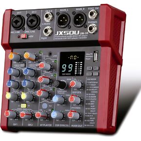 10-Channel Audio Mixer,DJ Mixer, Sound Board Console Mixer with 99 DSP Effect, Bluetooth Mixer Input 48V Phantom Power Stereo USB XLR Mixer For Karaoke Studio PC Recording