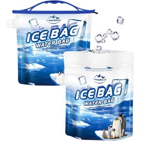 Reusable Ice Bag 2.5lb Ice Cube Bag, Ice Bags for Cooler 2 Pack,Leakproof Collapsible Water Container Long Lasting Dry Freezer Packs for Camping Hiking.