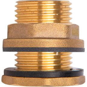 BBF020 LF Compliant Brass Bulkhead Tank Fitting (Double Female 1/2" NPT and Male 3/4" NH Garden Hose Threaded, 4 oz each) (2)