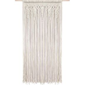 Boho Curtains for Doorways Macrame Window Curtains 79 x 37.5 inches for Living Room Bedroom, Macrame Wedding Backdrop Bohemian Home Decor, 2 Panels
