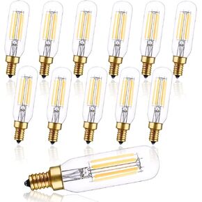 T6 LED Bulb Dimmable Light Bulbs E12 T25 Clear Glass Tubular Edison Candle Bulb for Ceiling Fan,Pendant,Wall Sconces,Chandeliers,6W,4000K,Pack of 6