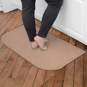 Ritz Solid Accent Rug: 18" x 30" Stain Resistant Kitchen or Living Room Floor Mat - Non-Slip Latex Backing, Machine Washable, Beige in Kuwait