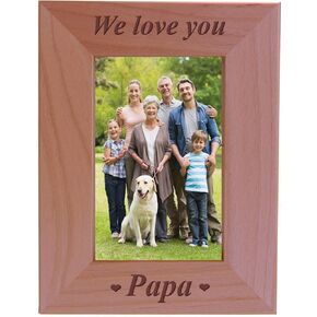 CustomGiftsNow We Love You Papa - Engraved Wood Picture Frame (4x6 Horizontal)