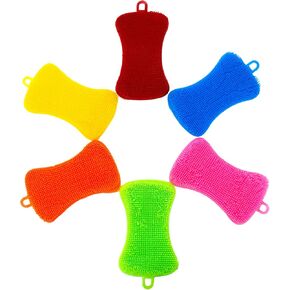 Red 5 Pcs Silicone Cleaning Scrubber，Colored Sponges for Dishes for Cleaning Silicone Scrubber Kitchen