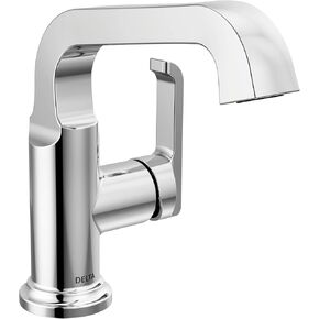 صنبور حمام من Delta Faucet Tetra Gold بفتحة واحدة، صنبور حمام ذهبي بمقبض واحد، صنبور حوض الحمام، تقنية ختم الماس، مجموعة تصريف معدنية، Lumicoat Champagne Bronze 589SH-CZ-PR-DST