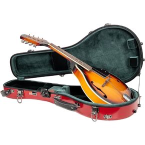Crossrock Fiberglass A-Style Mandolin Case, with Accessory Compartment, Backpack Straps, TSA Lock-Red (CRF2020MARD)