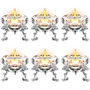 MerryNine Top K9 Clear Crystal Candlestick Diamond Candlestick with Metal Triangle Stand, Decorate Home| Office| Shop| Various Party Events (6)
