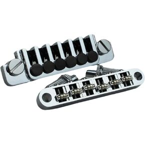 Guyker LP Electric Guitar Tune-O-Matic Roller Saddle Bridge GM005 + Vintage TP-6 Tailpiece Stop Bar Lock Combo Replacement Compatible with Les Paul LP 6 Strings Electric Guitar, Chrome