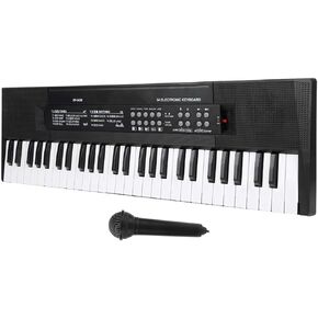 54‑Key Electronic Piano Keyboard with Microphone, 8 Tones 6 Songs 5 Rhythms 5 Percussions Portable Electronic Organ for Beginners