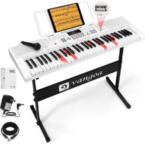 Vangoa VGK6101 Piano Keyboard, 61 Keys Portable Music Keyboard for Beginners Children Students with Microphone, 3 Teaching Modes, 600 Tones, 400 Rhythms, 50 Demos, Pink