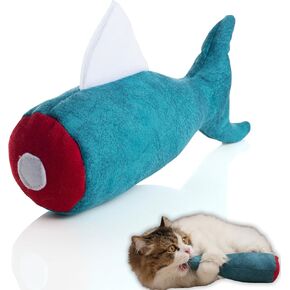 Big Fish Cat Kicker Toy - Refillable Catnip Matatabi Silvervine Filled and Help Relief Anxiety - Kitten Catnip Essentials Treats Supplies Large Interactive Chew for Indoor Cat (Blue)