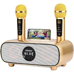 Upgrade Karaoke Machine for Adults and Kids,Portable Bluetooth 2 UHF Wireless Karaoke Microphone with Holder/USB/TF Card/AUX-in, PA Speaker System for Home Party, Picnic,Car,Outdoor/Indoor-Blue
