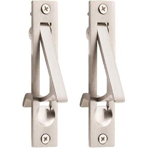 Wood Grip | 2 Pack Edge Pull Door Latch | Barn Door Handles | Pocket Door Lock | Suitable for Closet Door, Bathroom, Laundry, and Hallway Doors | Grip Edge Bathroom Door (Dark Chrome, 2 Pack)