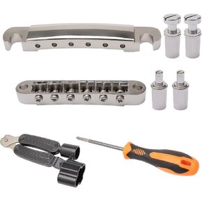 Guitar Tune-O-Matic Roller Saddle Bridge and Tailpiece with Studs Compatible with SG Les Paul LP Style Guitar, Silver