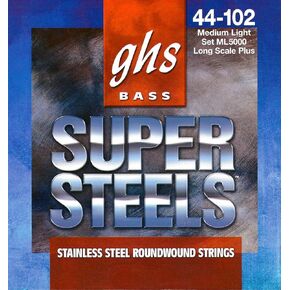 GHS Strings ML5000 Super Steels Stainless Steel Bass Guitar Strings, Medium