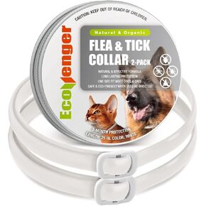 EcoVenger Flea & Tick Collar Repellent 2-Pack Green, Fits Both Dogs & Cats, Built-in Pant-Based Formula Strong Repellency Slow Release, Lasting Deterrence and Protection, Pleasant Aroma, Waterproof
