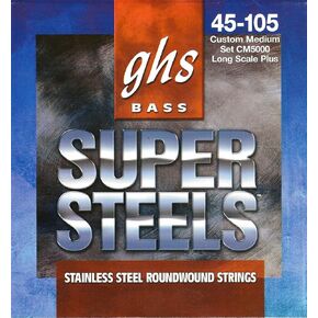 GHS Strings CM5000 Super Steels Stainless Steel Bass Guitar Strings, Medium