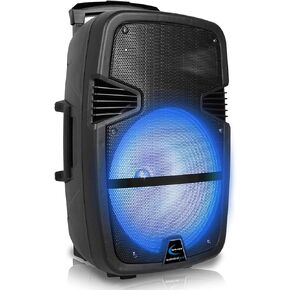 Technical Pro 3000 Watts Rechargeable 15 Inch Bluetooth LED Portable PA Speaker with Built-in LCD Screen, Microphone, Stand, SD Card, MP3 and USB connectivity with Wireless Remote, Great for Events