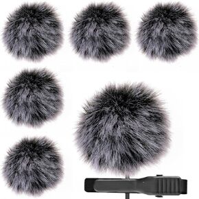 5 Pack Furry Outdoor Microphone Windscreen Muff, Lavalier Wind Muff Lapel Microphone Reduce Wind Noise, Dead Cat Wind Cover Pop Filter Dead Cat Windscreens Windshield for Mini MIC (Black/White)