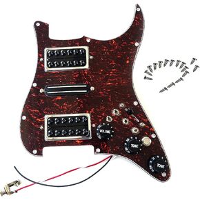 HSH Prewired Strat Pickguard Set Coil Split Humbucker Pickups Loaded Strat Pick guard Guitar Kill Switch Output Mute Switch for Fender American/Mexican Stratocaster Style Guitar