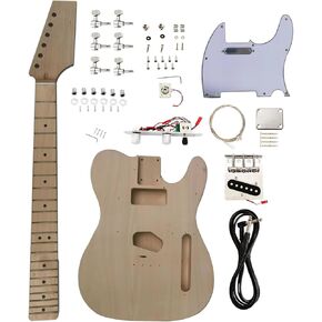BAIYUXING DIY Electric Guitar Kits 6 String Right Handed with Basswood Body maple neck & Rosewood fingerboard Chrome Hardware Build Your Own Guitar(TL)
