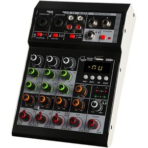 Audio Mixer 4 Channel Mini Audio Mixer DJ controller Mini Family KTV karaoke mixer USB/BT Effects Interface Mixer F4A