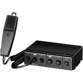 TOA CA-160 Mobile Mixer/Amplifier, 60W Rated Output, Supports 4 or 8 Ohm Speaker Loads, Two Microphone Inputs with Volume Controls, Handheld Microphone Included, 12 VDC Powered