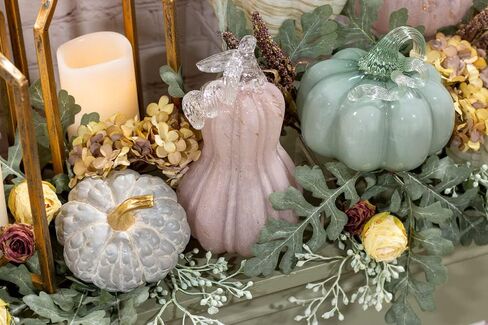 Boston International Glass Pumpkin Tabletop Shelf Décor Autumn & Fall Decorations, Small, Denim & Copper in Saudi Arabia