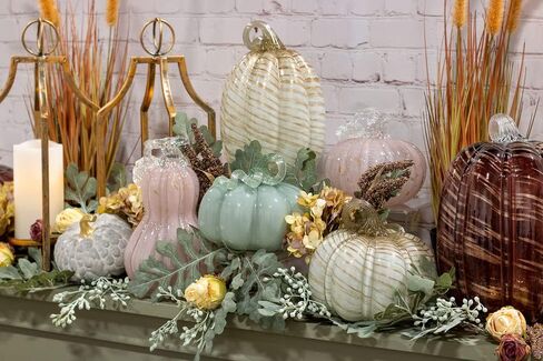 Boston International Glass Pumpkin Tabletop Shelf Décor Autumn & Fall Decorations, Small, Denim & Copper in Saudi Arabia