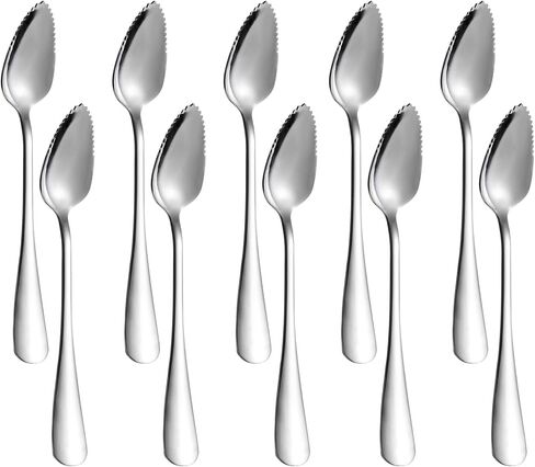 5 PCS Grapefruit Spoons, Stainless Steel Grapefruit Spoon Utensil Set, Serrated Edge & Thick Gauge Handle, Silver Kitchen Tool with Non-stick Plating for Kiwi, Dessert, Apple, Citrus Fruit in Saudi Arabia
