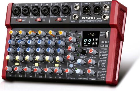 10-Channel Audio Mixer,DJ Mixer, Sound Board Console Mixer with 99 DSP Effect, Bluetooth Mixer Input 48V Phantom Power Stereo USB XLR Mixer For Karaoke Studio PC Recording in Saudi Arabia
