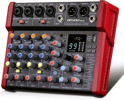 10-Channel Audio Mixer,DJ Mixer, Sound Board Console Mixer with 99 DSP Effect, Bluetooth Mixer Input 48V Phantom Power Stereo USB XLR Mixer For Karaoke Studio PC Recording in Saudi Arabia