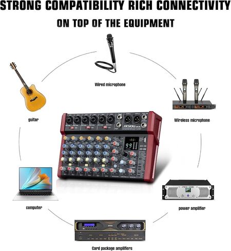 10-Channel Audio Mixer,DJ Mixer, Sound Board Console Mixer with 99 DSP Effect, Bluetooth Mixer Input 48V Phantom Power Stereo USB XLR Mixer For Karaoke Studio PC Recording in Saudi Arabia