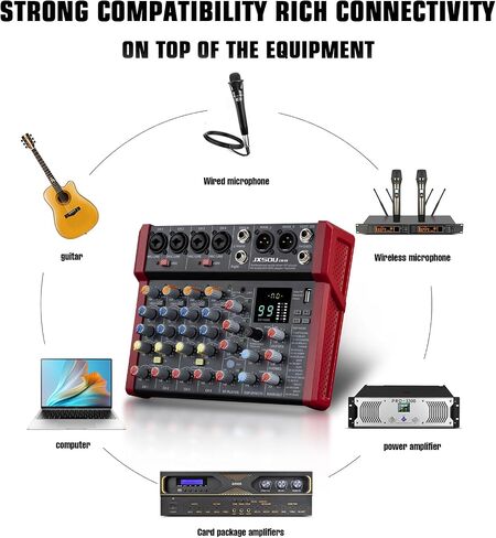 10-Channel Audio Mixer,DJ Mixer, Sound Board Console Mixer with 99 DSP Effect, Bluetooth Mixer Input 48V Phantom Power Stereo USB XLR Mixer For Karaoke Studio PC Recording in Saudi Arabia