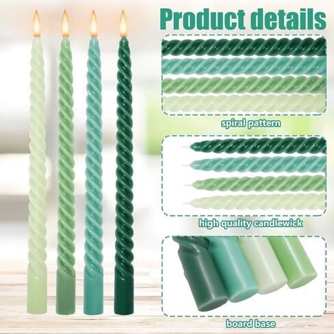 Whaline 8Pcs 10 Inch Pink Purple Gradient Color Spiral Taper Candles Dripless Twisted Wax Candles Long Unscented Candle Sticks for Wedding Displays Home Dining Table Supplies in Saudi Arabia