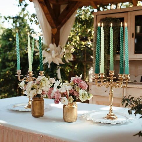 Whaline 8Pcs 10 Inch Pink Purple Gradient Color Spiral Taper Candles Dripless Twisted Wax Candles Long Unscented Candle Sticks for Wedding Displays Home Dining Table Supplies in Saudi Arabia