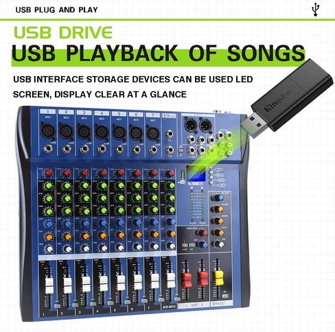 جهاز مزج الصوت الاحترافي 8 قنوات خلاط لوحة الصوت واجهة الموسيقى الرقمية ريفيرب USB KTV MP3 جهاز كمبيوتر ميكروفون مدخل 48 فولت طاقة فانتوم دي جي سيترول CT8 in Saudi Arabia