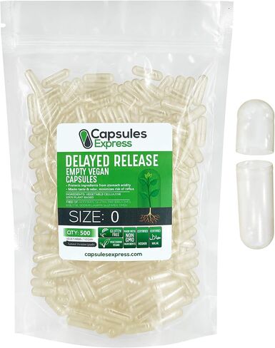 XPRS Nutra Delayed Release Size 00 Empty Capsules - 100 Count Clear Empty Vegan Capsules - Vegetarian Empty Pill Capsules - DIY Vegetable Capsule Filling - Veggie Capsules Gel Caps in Saudi Arabia