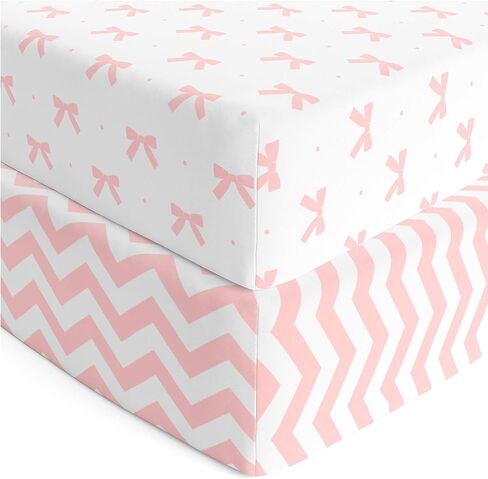 Cuddly Cubs 2 Pack Jersey Cotton Crib Mattress Sheets for Baby Boy, Girl - Grey Stripes, Sheep Toddler Bed Sheets - Fits Standard 28 x 52" Crib and Toddler Mattress in Kuwait