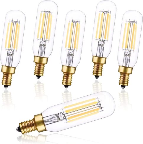 T6 LED لمبة عكس الضوء المصابيح الكهربائية E12 T25 الزجاج الشفاف أنبوبي اديسون شمعة لمبة لمروحة السقف، قلادة، شمعدانات الجدار، الثريات، 6W، 4000K، حزمة من 6 in Kuwait