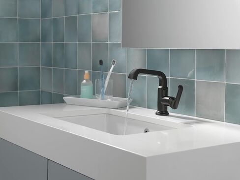 Delta Faucet Tetra Gold Single Hole Bathroom Faucet, Gold Single Handle Bathroom Faucet, Bathroom Sink Faucet, Diamond Seal Technology, Metal Drain Assembly, Lumicoat Champagne Bronze 589SH-CZ-PR-DST in Saudi Arabia